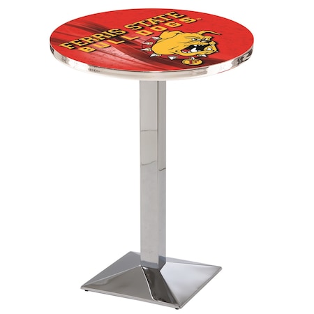 Holland Bar Stool Co 36" Chrome Ferris State Pub Table, 28" dia. Top L217C3628FerrSt-D2